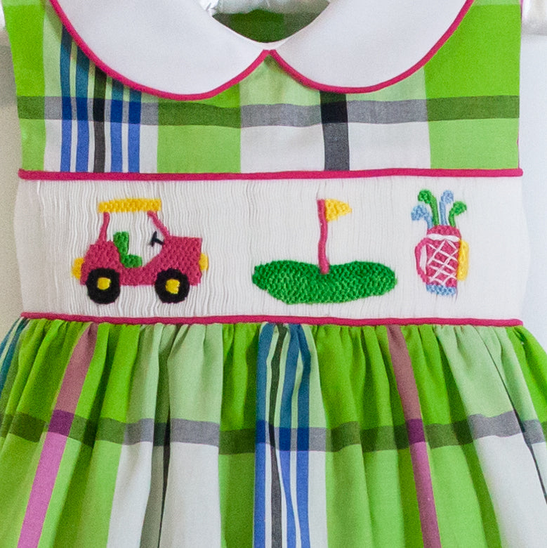 Par 4 Plaid Smocked Golf Dress – Cotton Posy